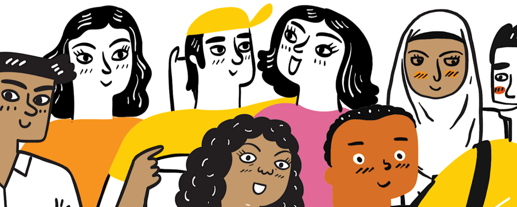 An illustration of lots of people’s faces