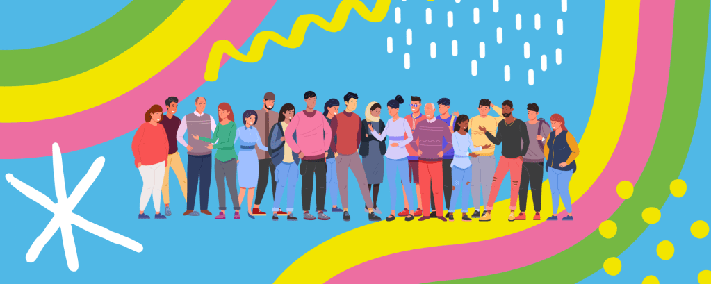 An illustration of a group of people standing together