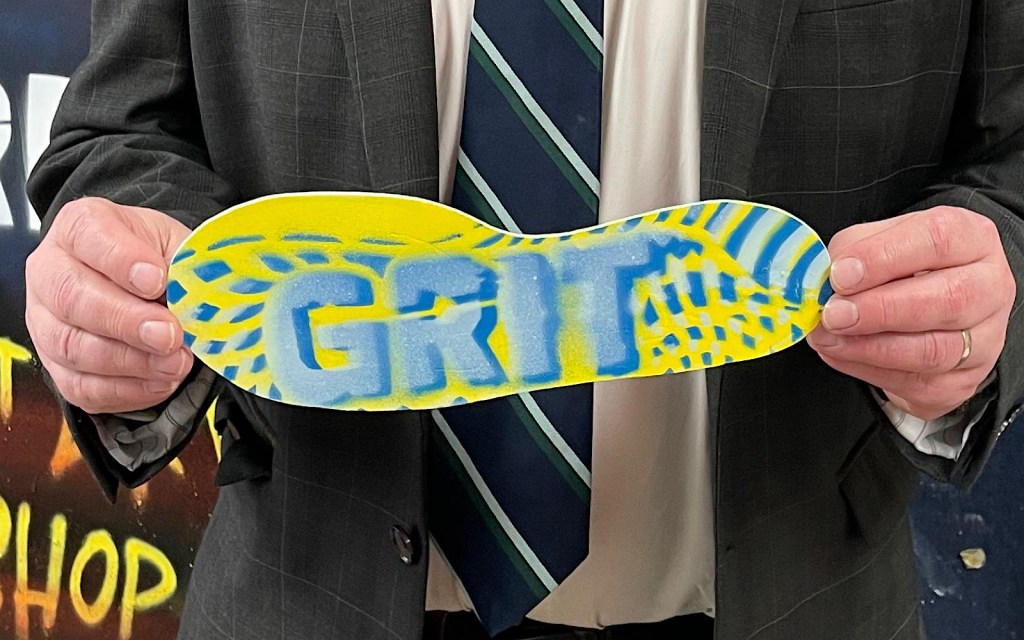 The word GRIT on a piece of yellow card