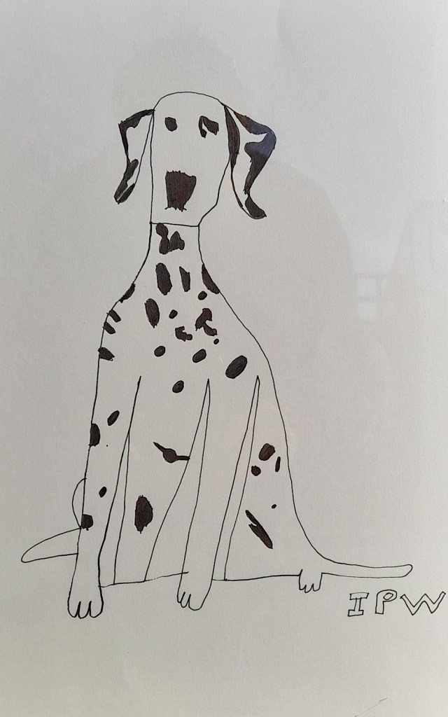 A sketch of a Dalmatian dog